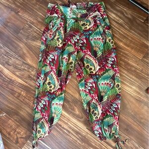 Magazine Multicolor Peacock Patterned BOHO Pants